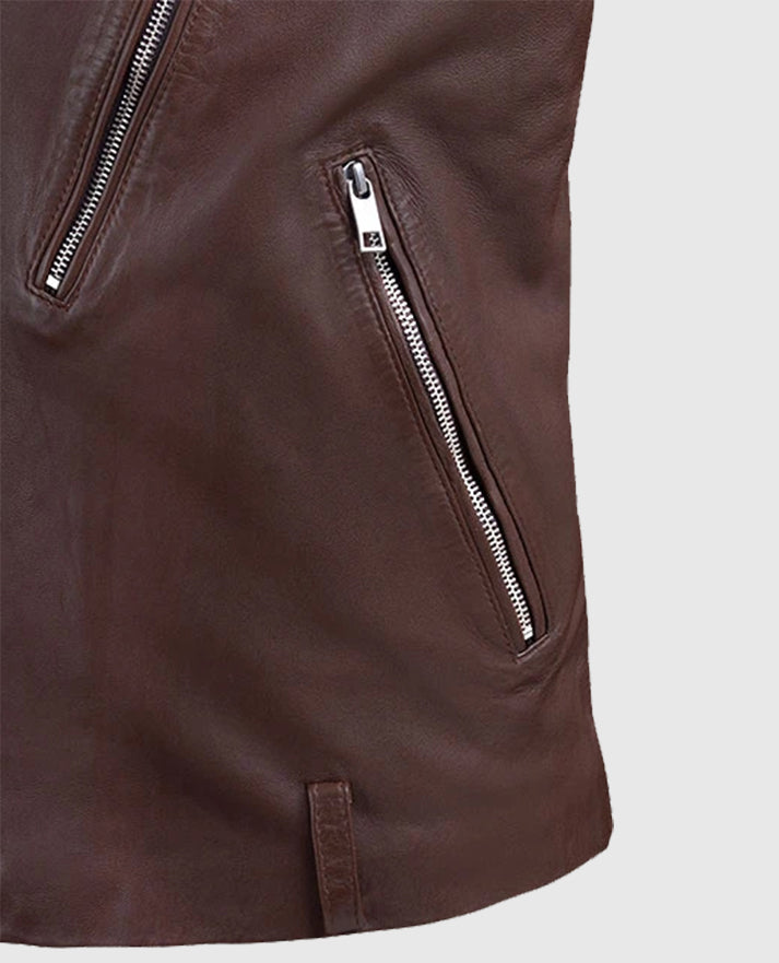 Men's Beast Biker Leather Burgundy Jacket