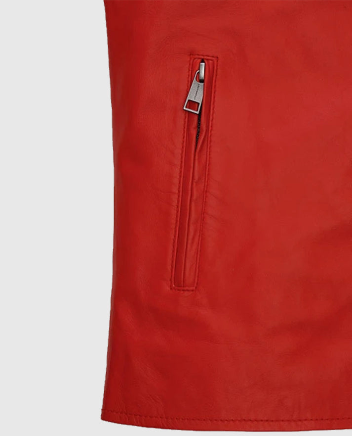 Brad Pitt Fight Club Red Leather Jacket