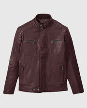 Men's Burgundy Firefly Biker Leather Jacket