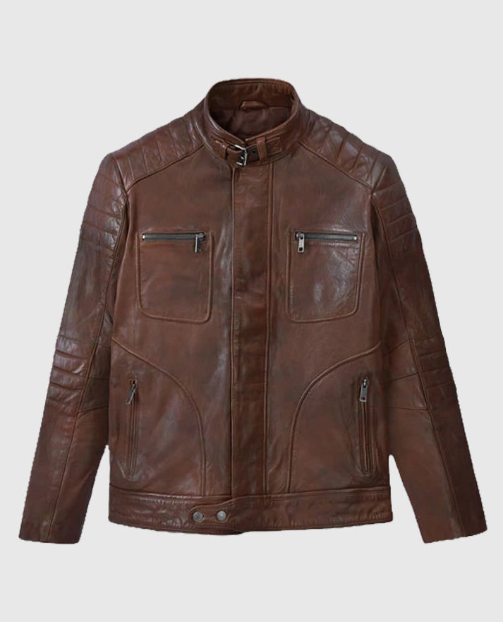 Men's Moto Firefly Leather Spanish Brown Jacket