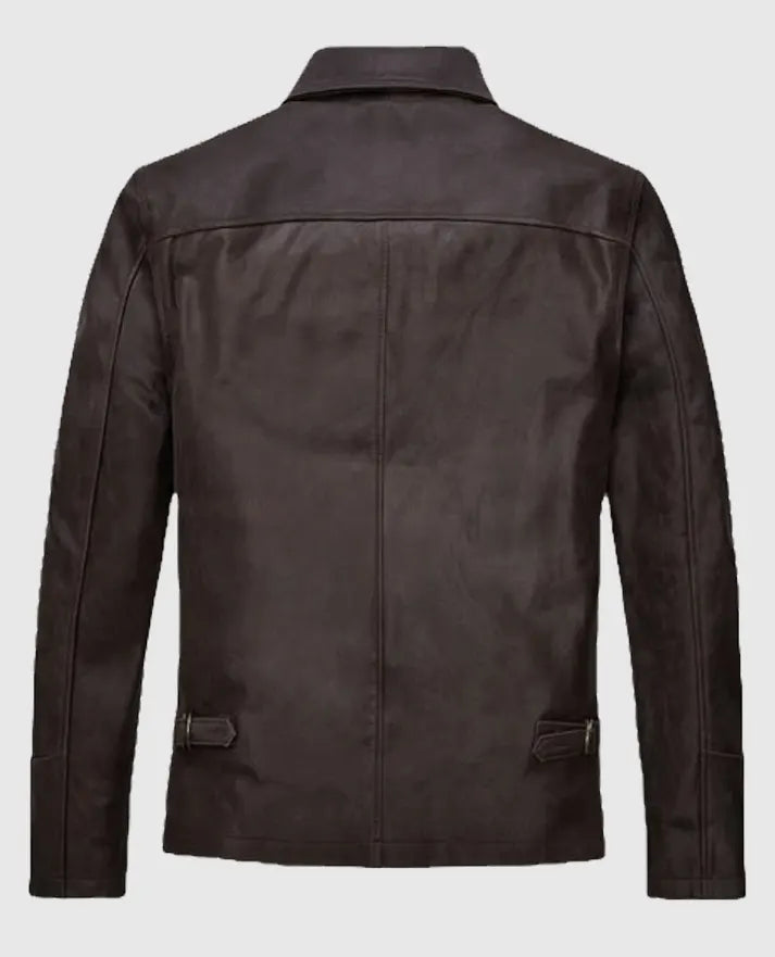 Sam Worthington Kidnapping Mr. Heineken Brown Leather Jacket