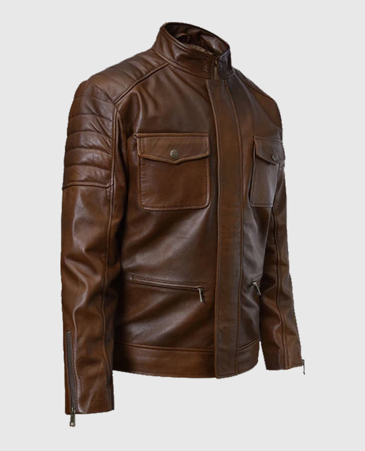 Boss Level Frank Grillo Brown Leather Jacket