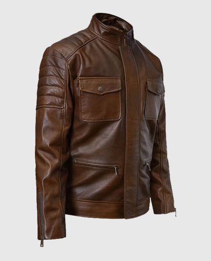 Boss Level Frank Grillo Brown Leather Jacket