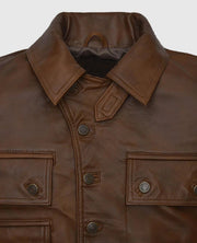 The Kingsman Harris Dickinson Brown Leather Jacket