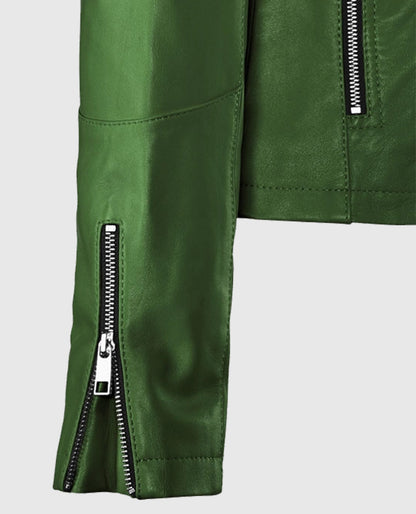 Rihanna Green Biker Leather Jacket