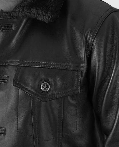 Men's Sherpa Black Leather Jacket