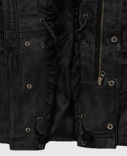 Men's Military M-65 Black Leather Jacket