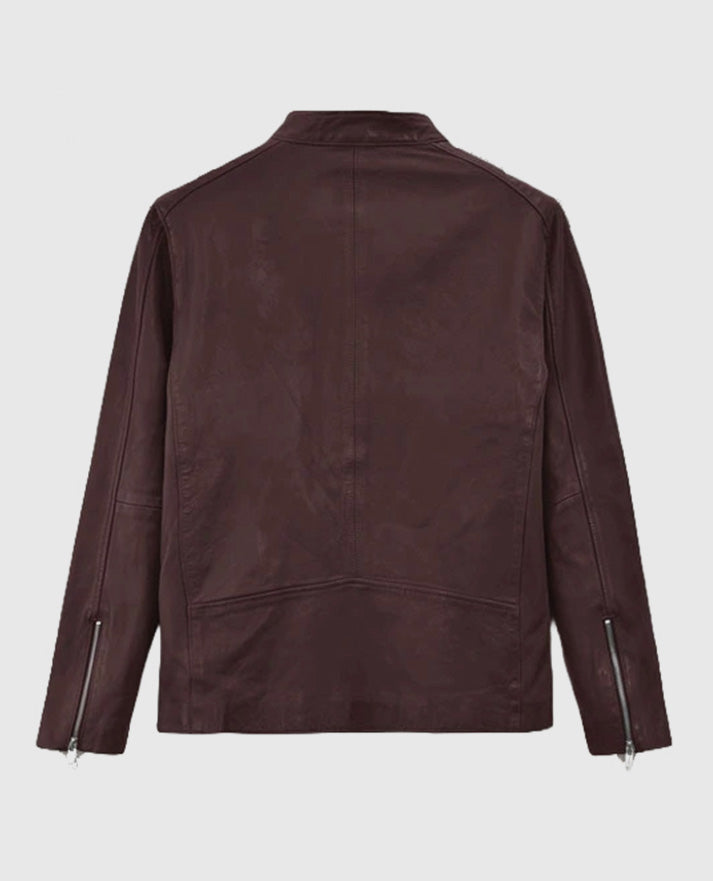 Men's Burgundy Motorad Biker Leather Jacket