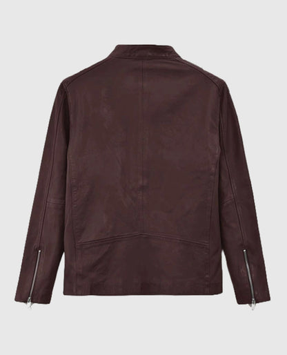 Men's Burgundy Motorad Biker Leather Jacket
