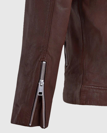 Men's Beast Biker Leather Burgundy Jacket