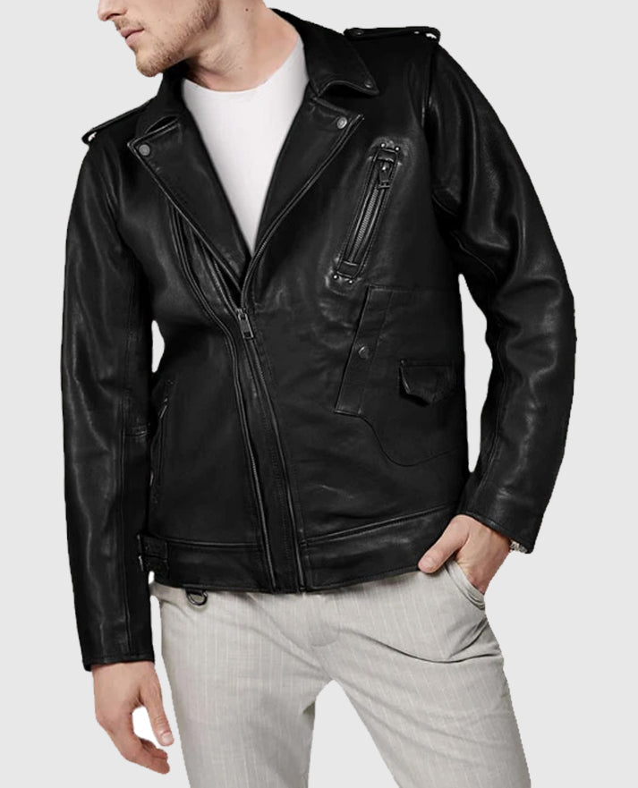Men's Black Falcon Rider Leather Jacket