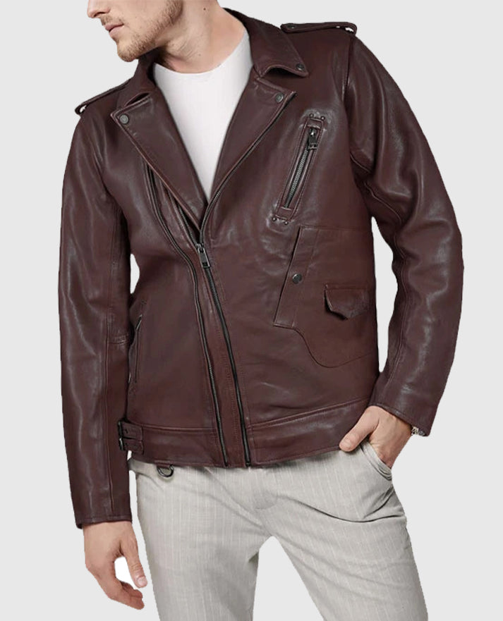 Men's Rider Burgundy Falcon Leather Jacket