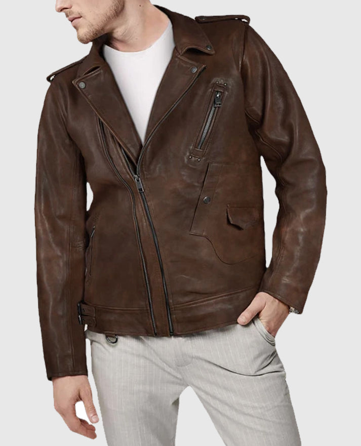 Men's Falcon Spanish Brown Rider Leather Jacket
