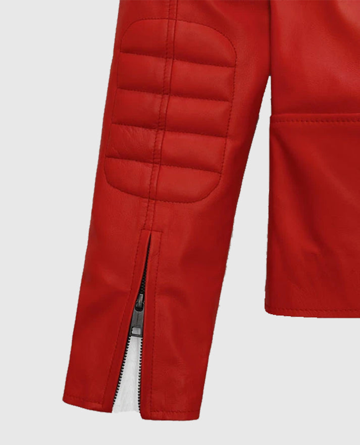 Brad Pitt Fight Club Red Leather Jacket