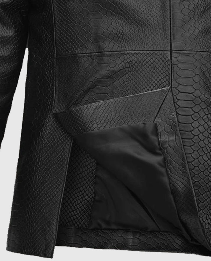 Python Catwalk Black Leather Blazer for Men