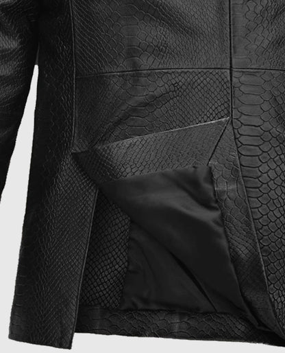 Python Catwalk Black Leather Blazer for Men