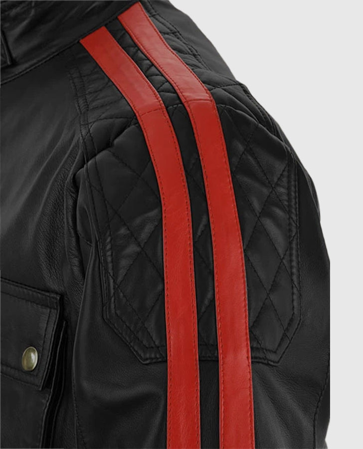 Fast & Furious 8 Vin Diesel Red Stripes Leather Jacket