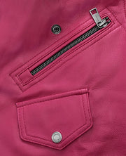 Jessica Alba Pink Biker Leather Jacket