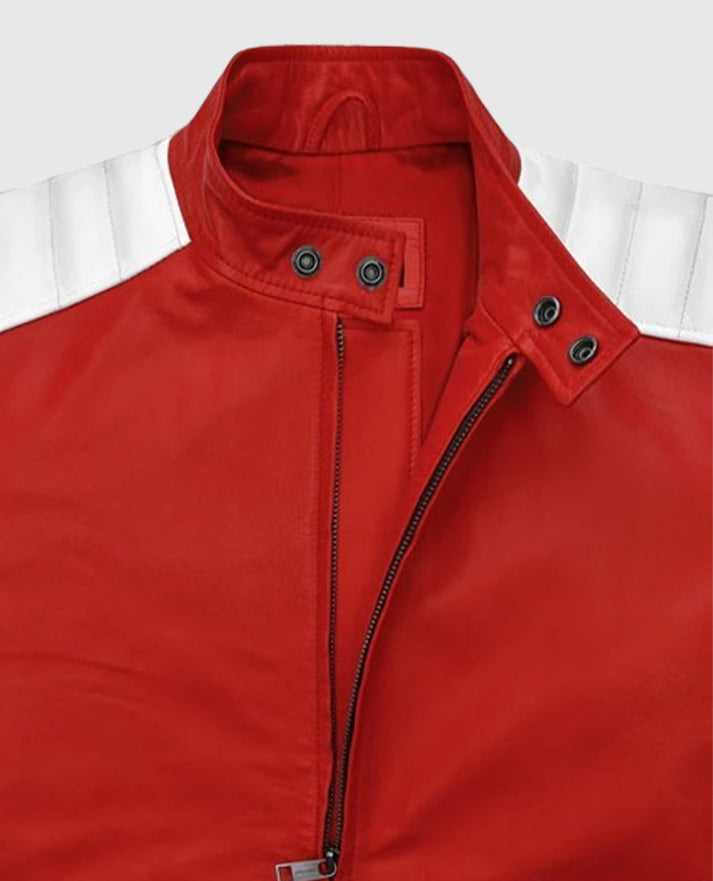 Brad Pitt Fight Club Red Leather Jacket