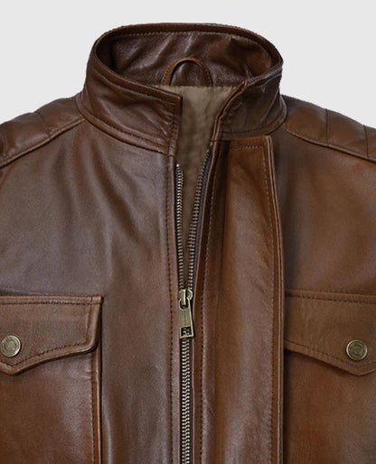 Boss Level Frank Grillo Brown Leather Jacket