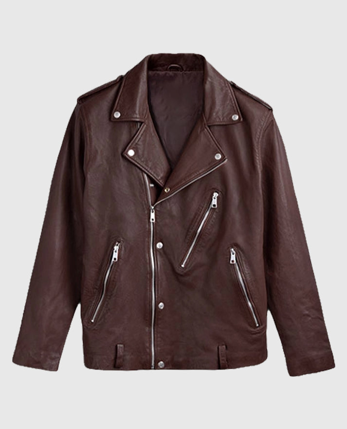 Men's Beast Biker Leather Burgundy Jacket