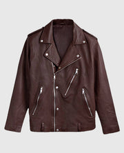 Men's Beast Biker Leather Burgundy Jacket