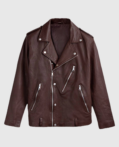 Men's Beast Biker Leather Burgundy Jacket