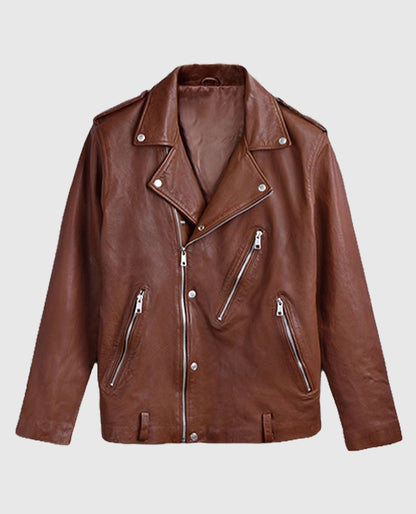 Men's Biker Beast Tan Leather Jacket