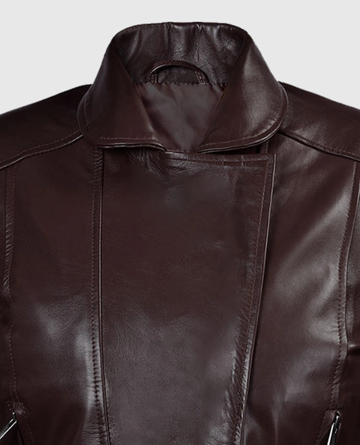 Katie Holmes Maroon Biker Jacket