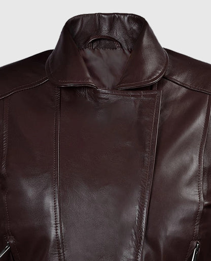 Katie Holmes Maroon Biker Jacket