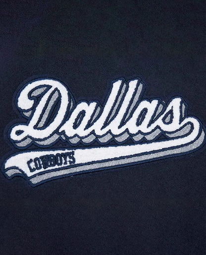 Dallas Cowboys Script Tail Classic Rib Varsity Jacket