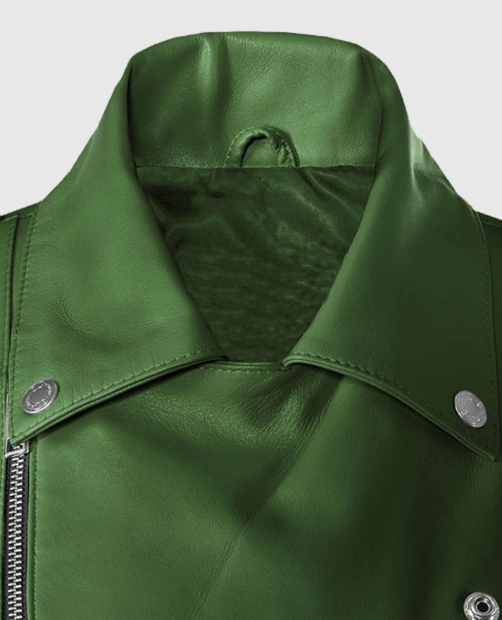 Rihanna Green Biker Leather Jacket