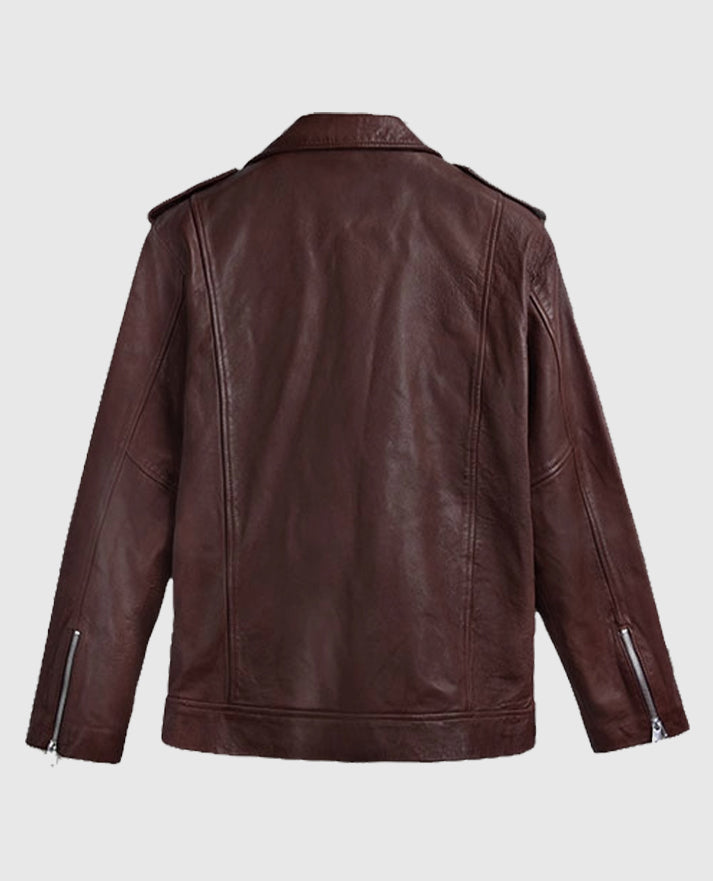 Men's Beast Biker Leather Burgundy Jacket