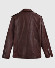 Men's Beast Biker Leather Burgundy Jacket