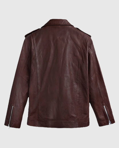 Men's Beast Biker Leather Burgundy Jacket