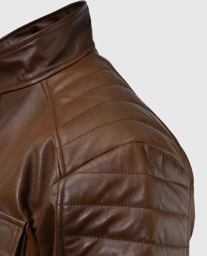 Boss Level Frank Grillo Brown Leather Jacket