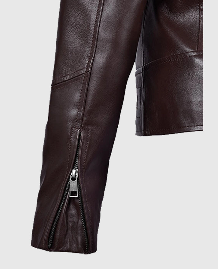 Katie Holmes Maroon Biker Jacket