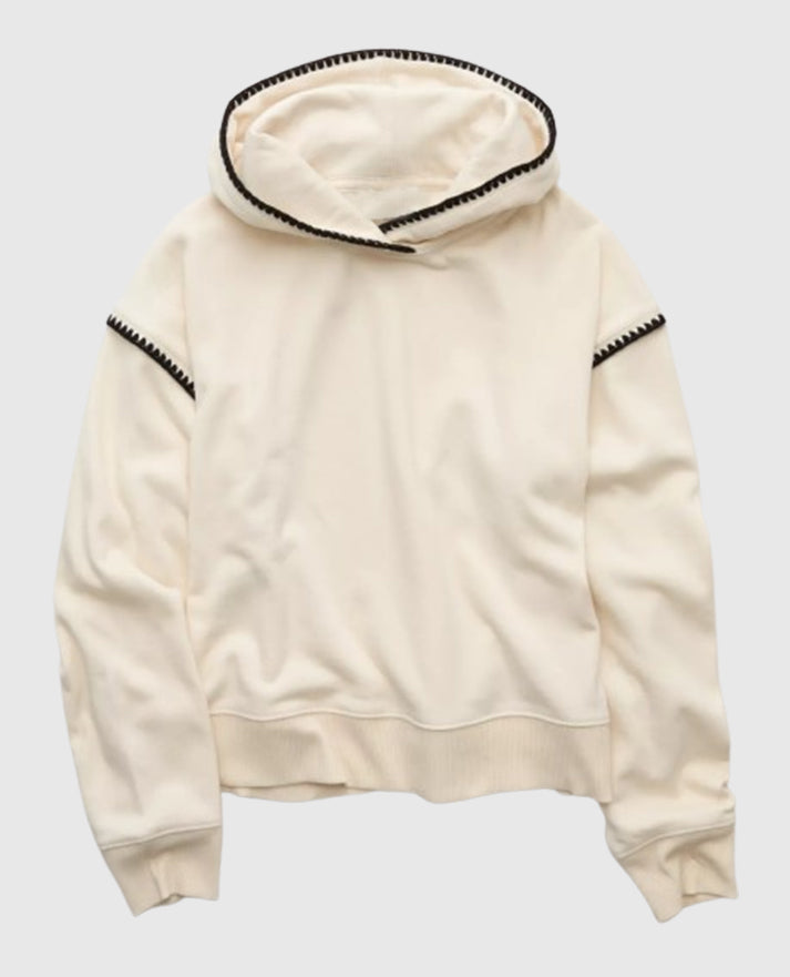AE Contrast Stitch White  Hoodie