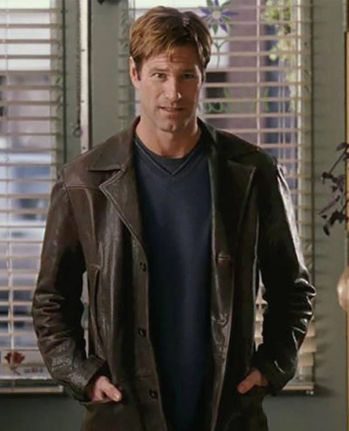 Aaron Eckhart Love Happens Leather Trench Long Coat