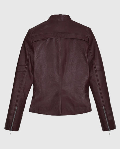  Alexandra Daddario San Andreas Burgundy Leather Jacket
