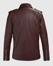 Beast Biker Leather Burgundy Jacket For Men
