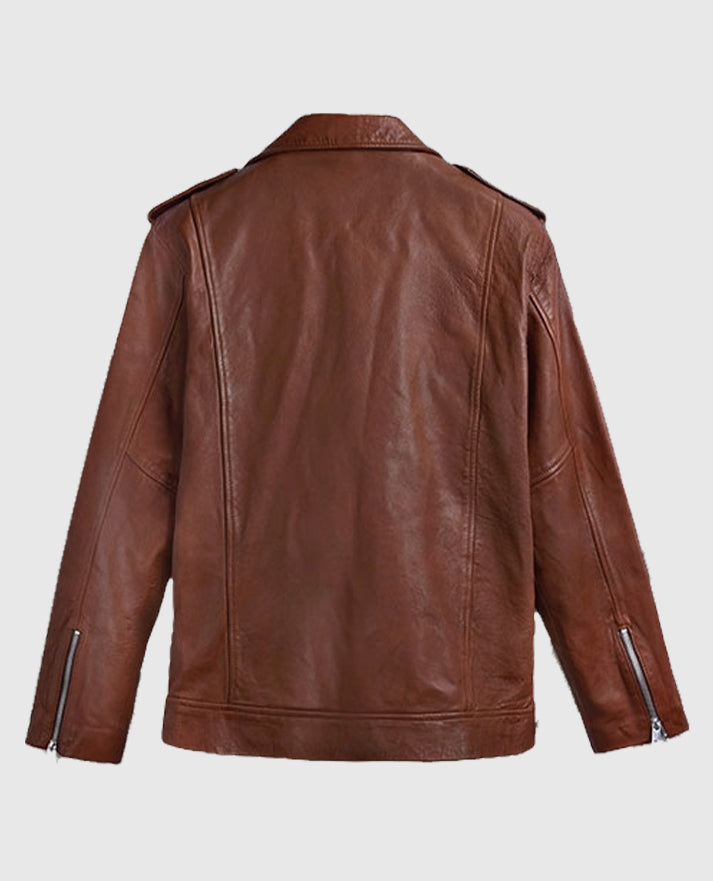 Biker Beast Tan Leather Jacket For Men