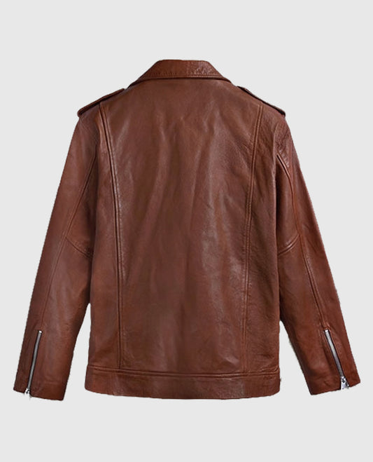 Biker Beast Tan Leather Jacket For Men