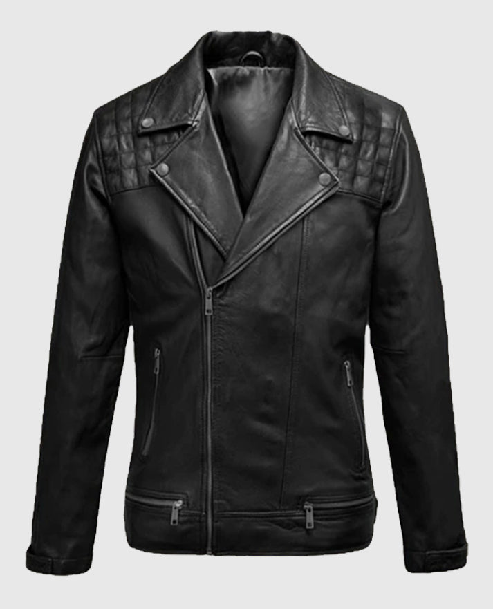Black Biker Ironwood Leather Jacket for Men
