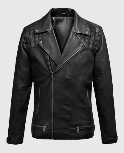 Black Biker Ironwood Leather Jacket for Men