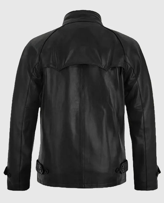 Black Cafe Racer Leather Jacket for Men