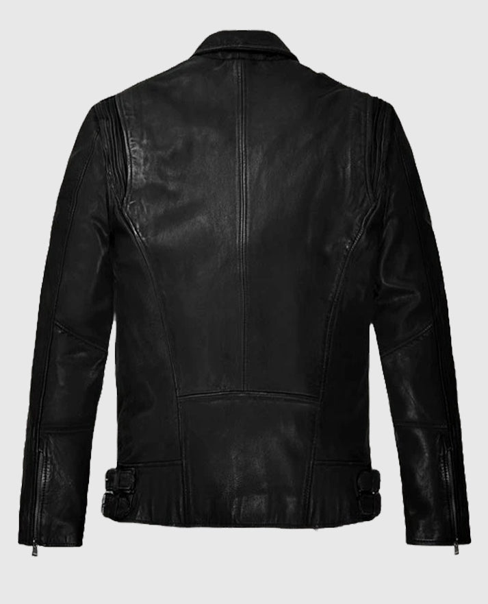 Black Falcon Rider Leather Jacket For Men