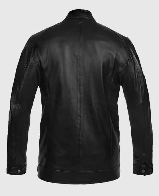 Black Motorcycle Leather Jacket For Men