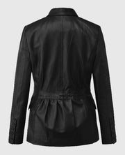 Black The Winter Soldier Scarlett Johansson  Leather Blazer