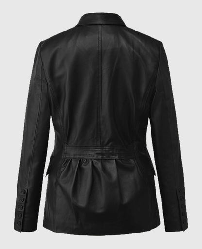 Black The Winter Soldier Scarlett Johansson  Leather Blazer